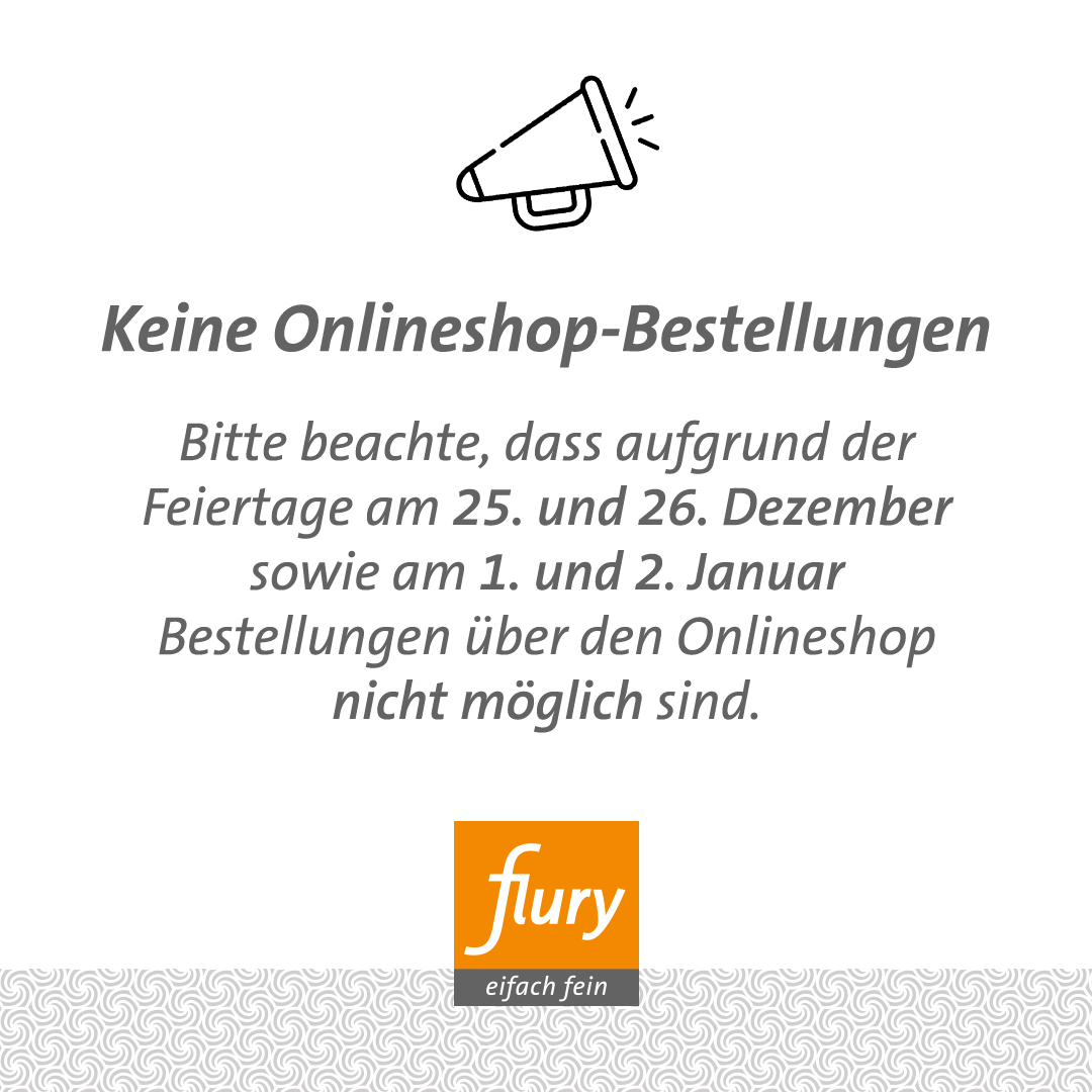 Keine Onlineshop-Bestellungen möglich über die Feiertage an Weihnachten und Neujahr.