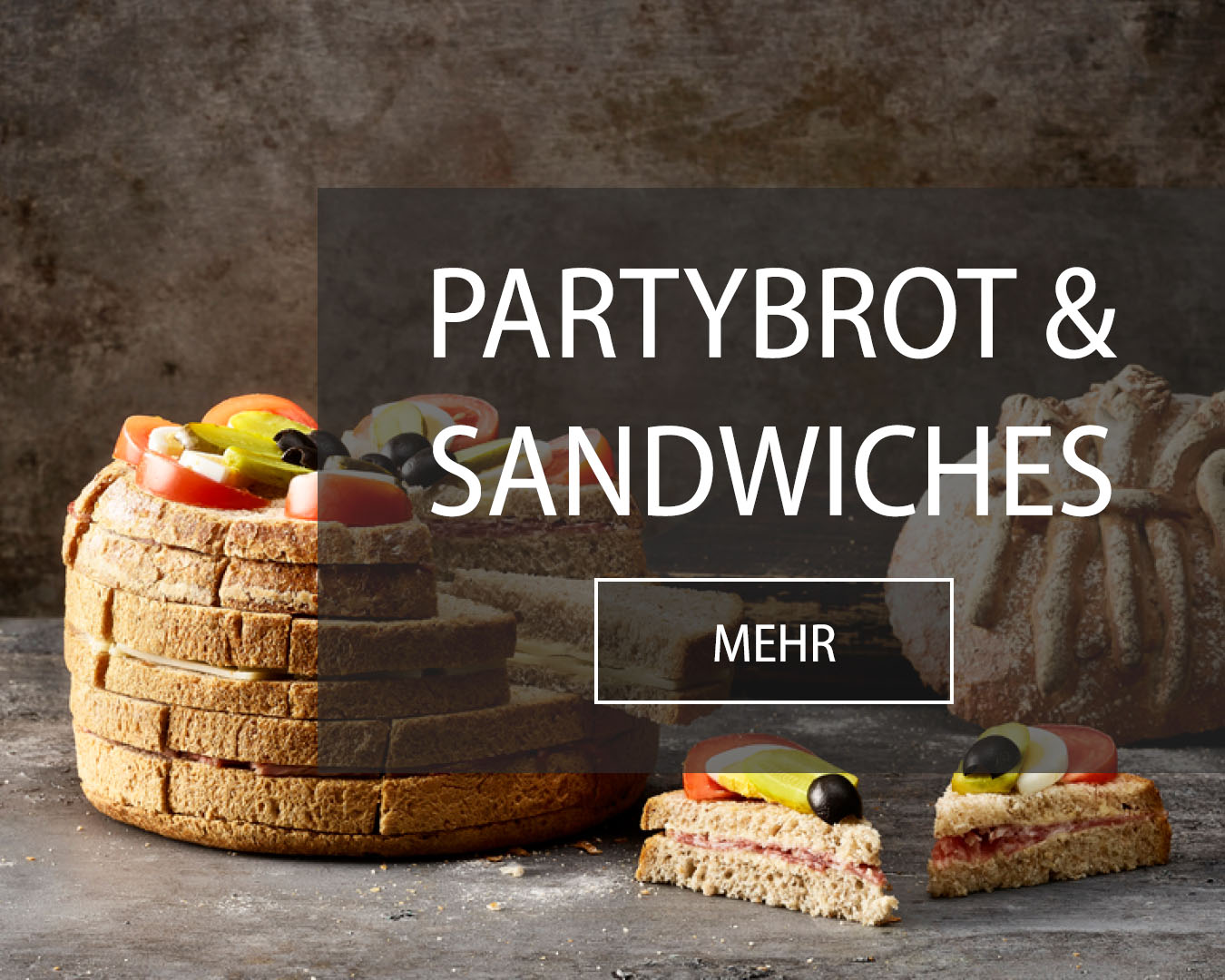 Partybrot mit verschiedenen Füllungen.