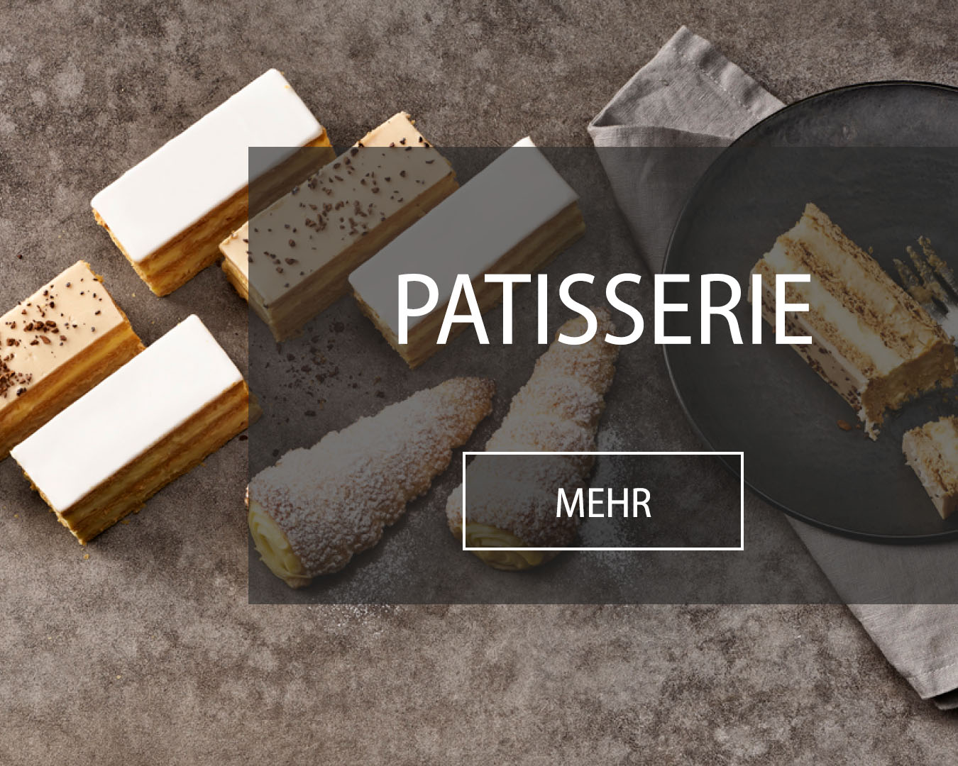 Patisserie Cremeschnitten und Vanille Cornet